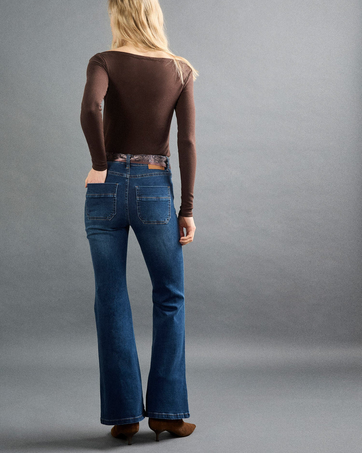 Apricot Lulu Scarf Belted Flare Jeans