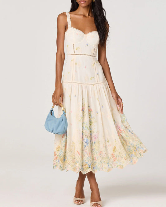 ASTR The Label Pellagia Embroidered Midi Dress