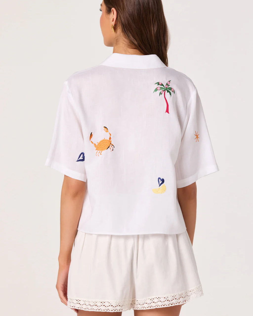 ASTR The Label Vesa Embroidered Button Up Top