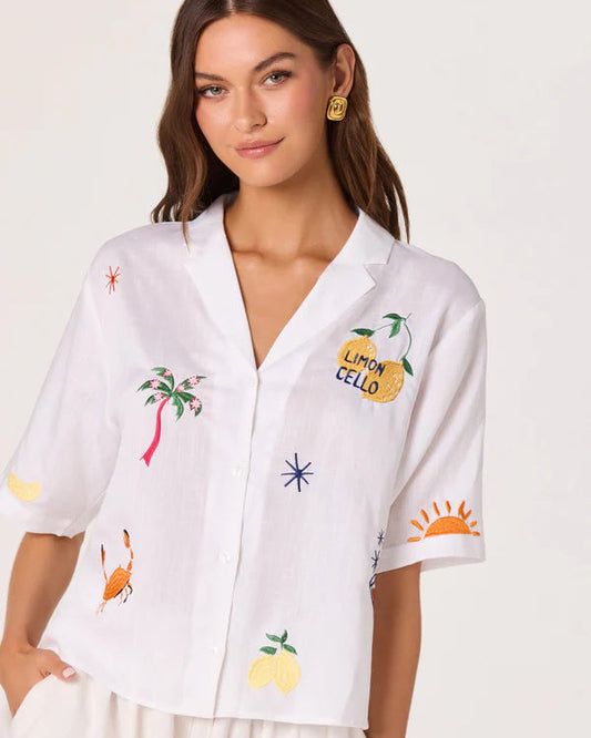ASTR The Label Vesa Embroidered Button Up Top