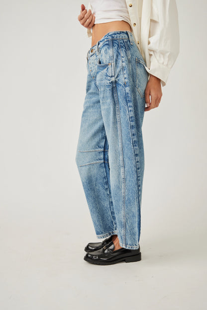 Free People Ultralight Beam Good Luck Mid-Rise Barrel Jeans