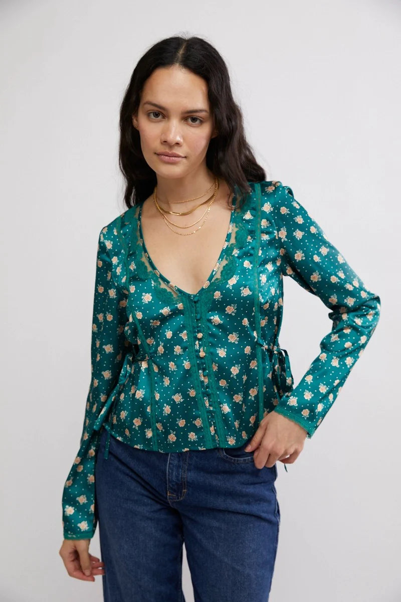 Free People Field Of Roses Blouse