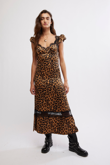 Free People Leopard Foolish Heart Printed Midi