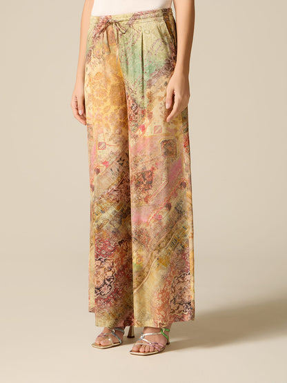 Oltre Satin Printed Palazzo Pants