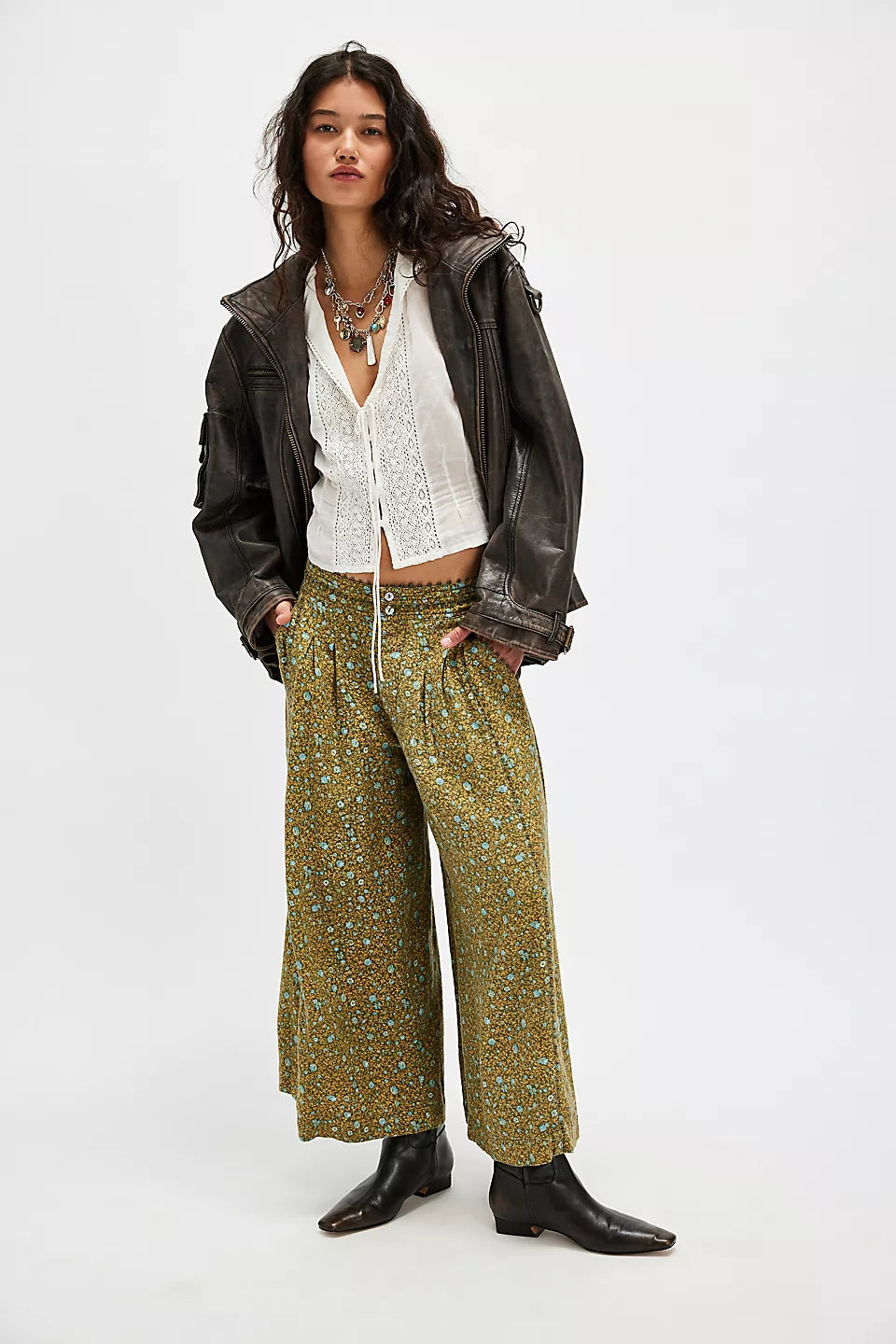 Free People Green Bali Guinevere Trouser