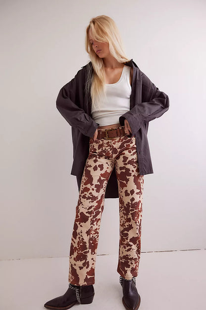 Free People Tea Combo Risk Taker Printed Jeans