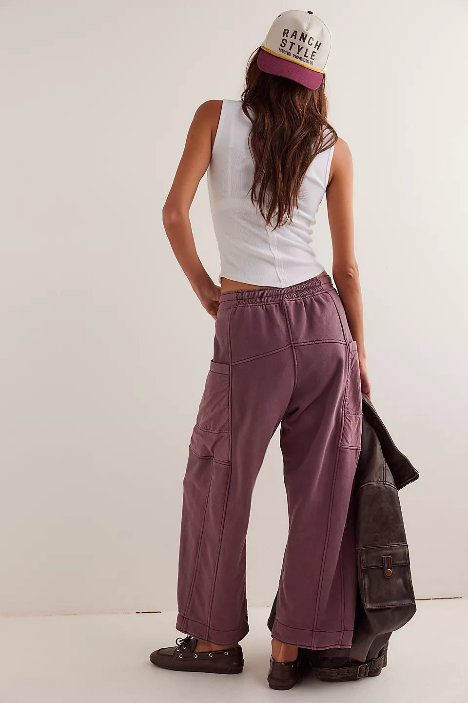 Free People Plum Jet Set Knit Sweats