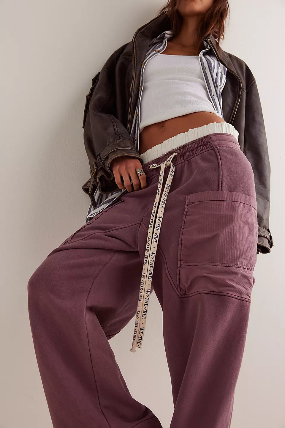 Free People Plum Jet Set Knit Sweats