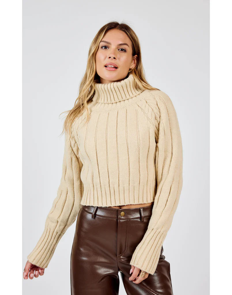 Sadie & Sage Beige Solana Turtleneck Sweater